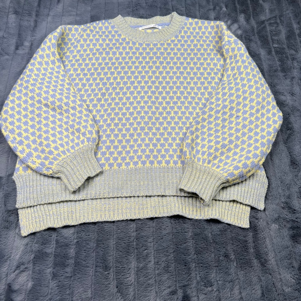Altar'd State Purple Yellow Heart Pattern Chunky Knit Sweater L/XL Oversized